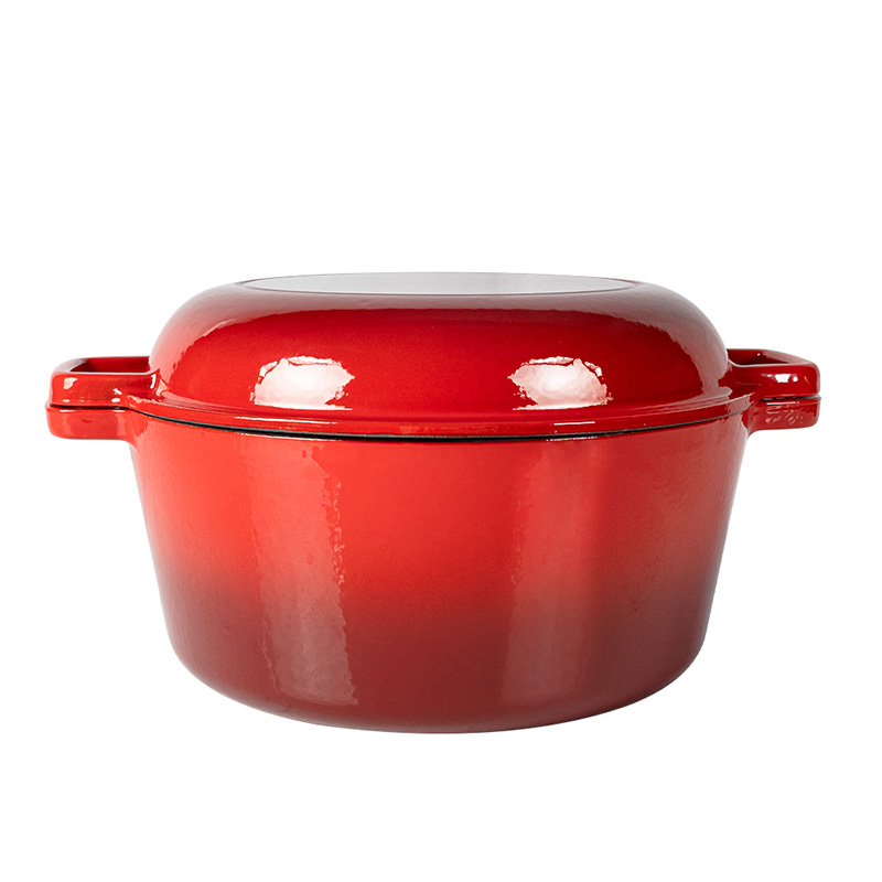 2 in 1 Enameled Cast Iron Double Dutch Oven (2)