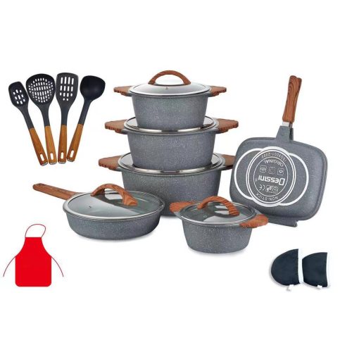 Buy Wholesale China Eco-friendly Aluminium With Wooden Effect Soft Handle  Nonstick Cookware Set Beige 6-piece & Aluminium Cookware Set at USD 21.5